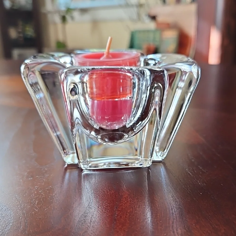 Signed Orrefors Crystal Candle Holders, by Swedish Artist Anna Ehrner, Set of 2